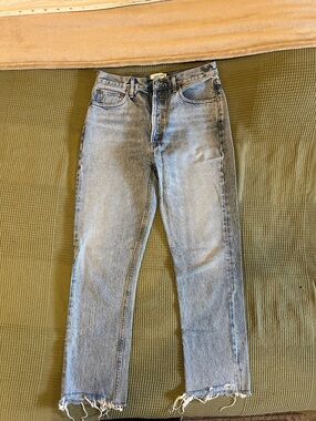 Agolde Light Blue Denim Jeans with Contrast Stitching